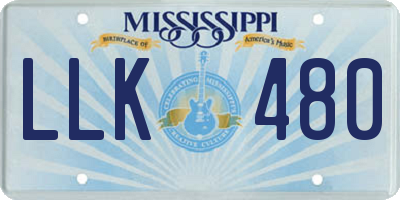 MS license plate LLK480