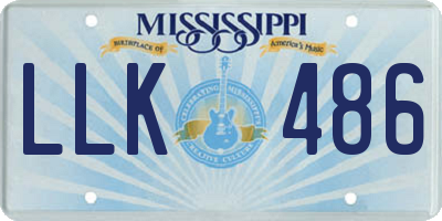 MS license plate LLK486
