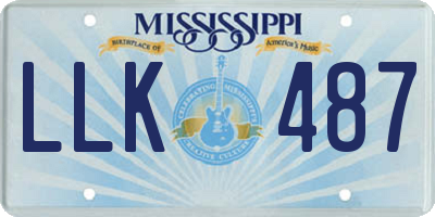 MS license plate LLK487