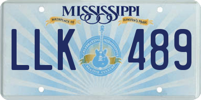 MS license plate LLK489
