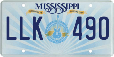 MS license plate LLK490