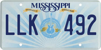 MS license plate LLK492