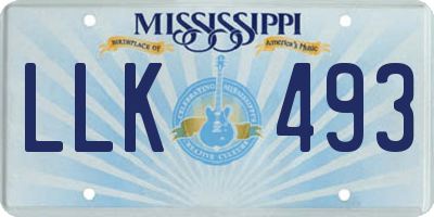 MS license plate LLK493