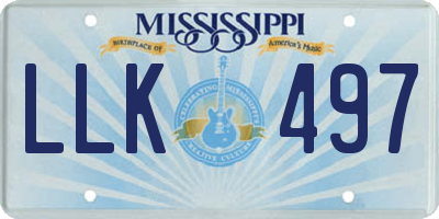MS license plate LLK497