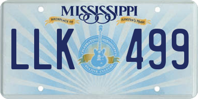 MS license plate LLK499