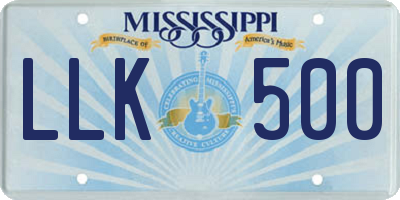MS license plate LLK500