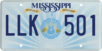 MS license plate LLK501