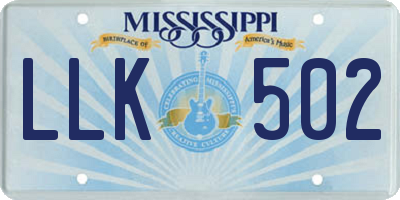 MS license plate LLK502