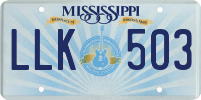 MS license plate LLK503