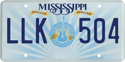 MS license plate LLK504
