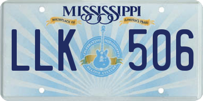 MS license plate LLK506