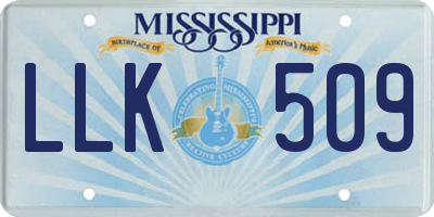 MS license plate LLK509