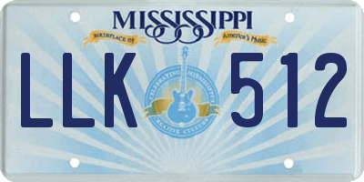 MS license plate LLK512