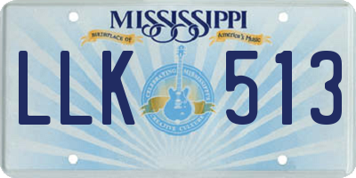 MS license plate LLK513