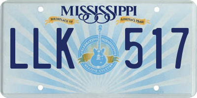 MS license plate LLK517