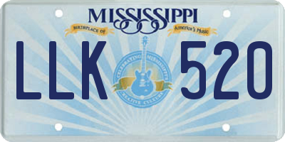 MS license plate LLK520