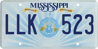 MS license plate LLK523