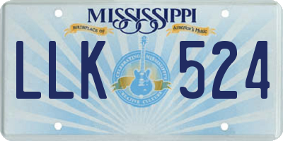 MS license plate LLK524