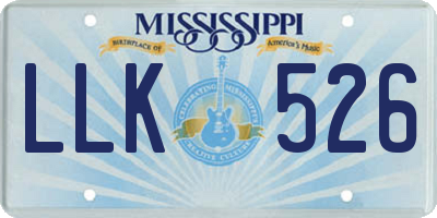 MS license plate LLK526