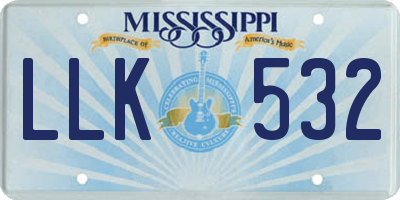 MS license plate LLK532