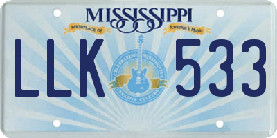 MS license plate LLK533