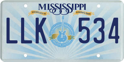 MS license plate LLK534