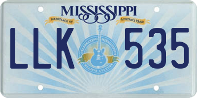 MS license plate LLK535