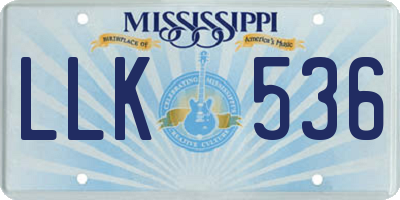 MS license plate LLK536
