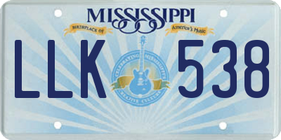 MS license plate LLK538