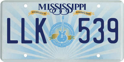 MS license plate LLK539