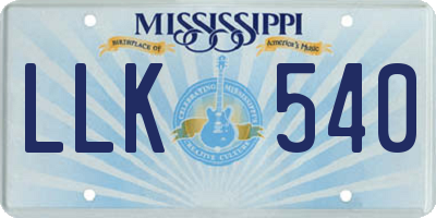 MS license plate LLK540