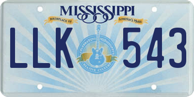 MS license plate LLK543