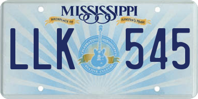 MS license plate LLK545