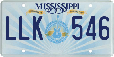 MS license plate LLK546