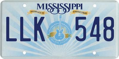MS license plate LLK548