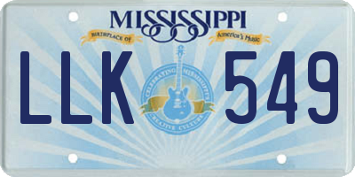 MS license plate LLK549