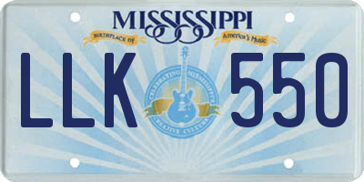 MS license plate LLK550