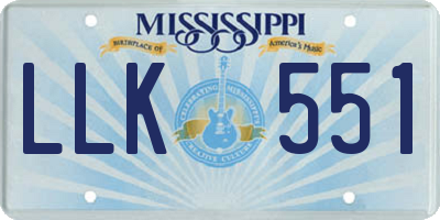 MS license plate LLK551