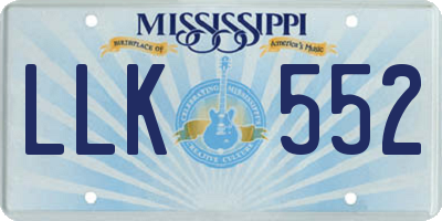 MS license plate LLK552