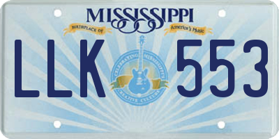 MS license plate LLK553