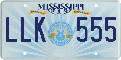 MS license plate LLK555