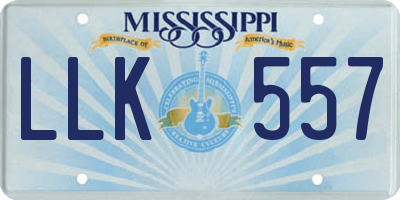 MS license plate LLK557
