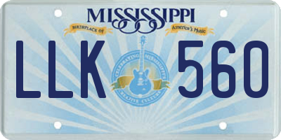 MS license plate LLK560