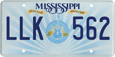 MS license plate LLK562