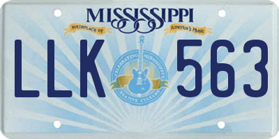 MS license plate LLK563