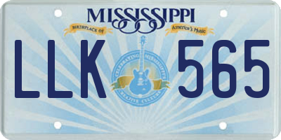 MS license plate LLK565