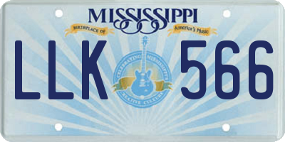 MS license plate LLK566