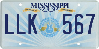 MS license plate LLK567
