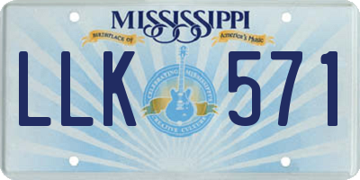 MS license plate LLK571