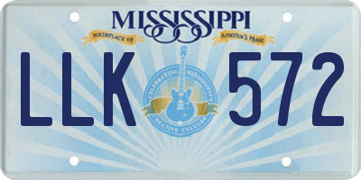 MS license plate LLK572